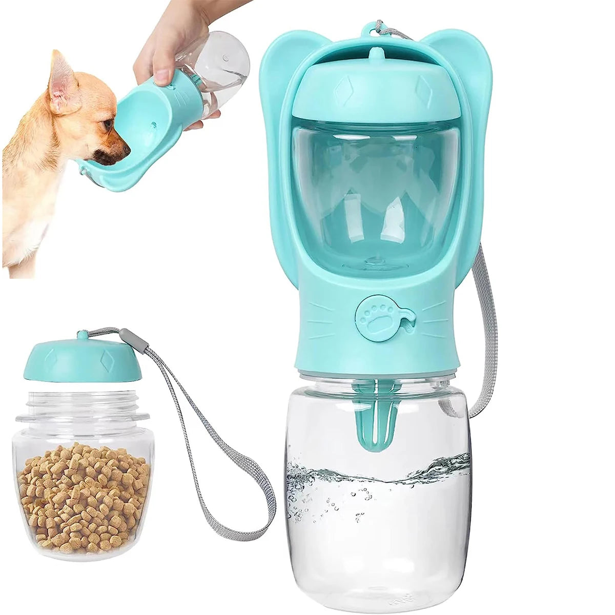 PawPlanet®-SnackSip-2-in-1 Hunde-Trinkflasche mit Futterspender